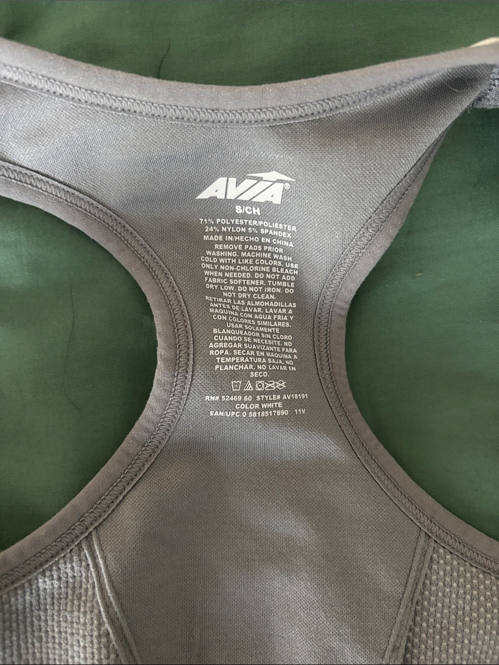Avia Gray Front-Zip Racerback Sports Bra - Picture 3 of 4